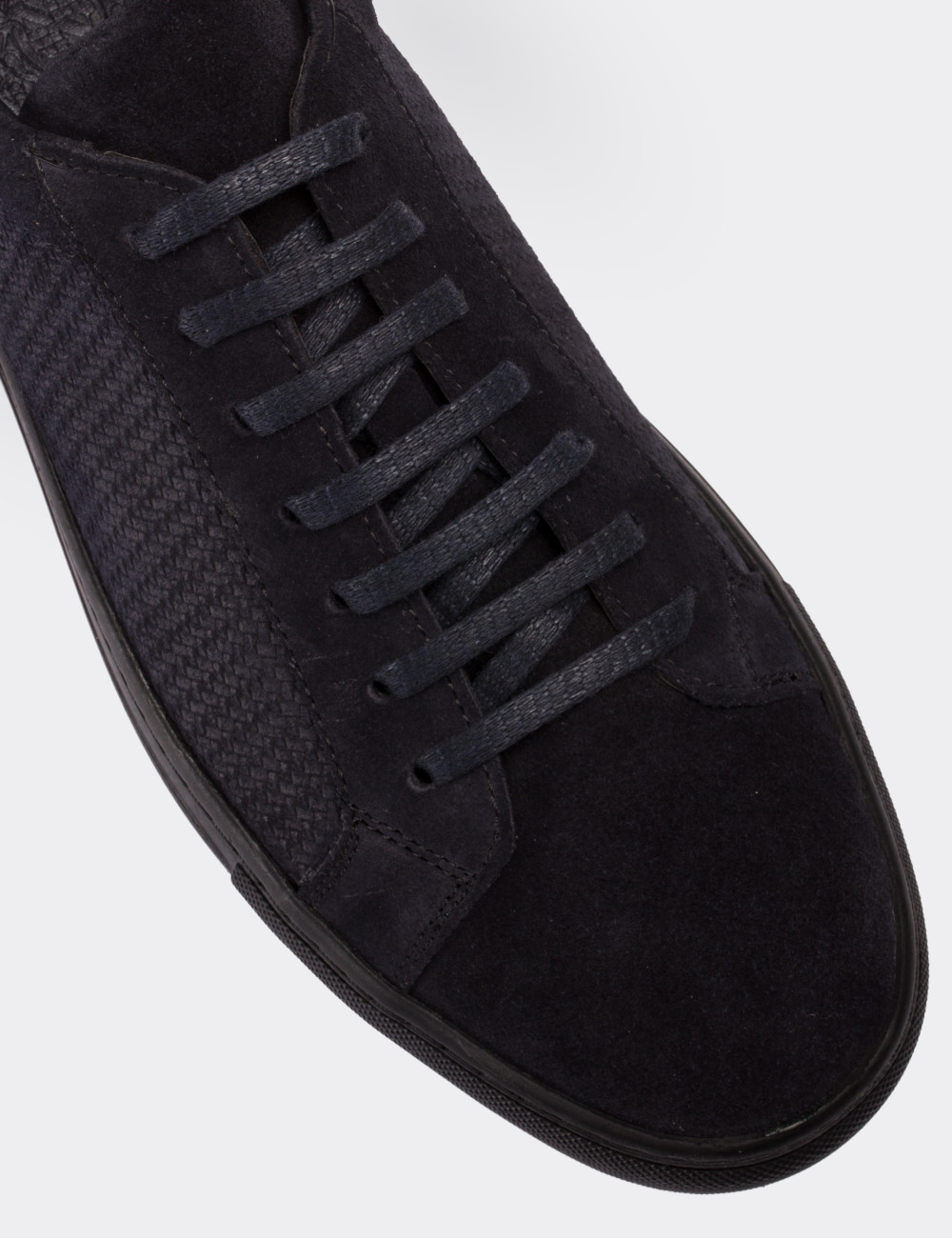 Navy Suede Leather Sneakers - 01681MLCVC02