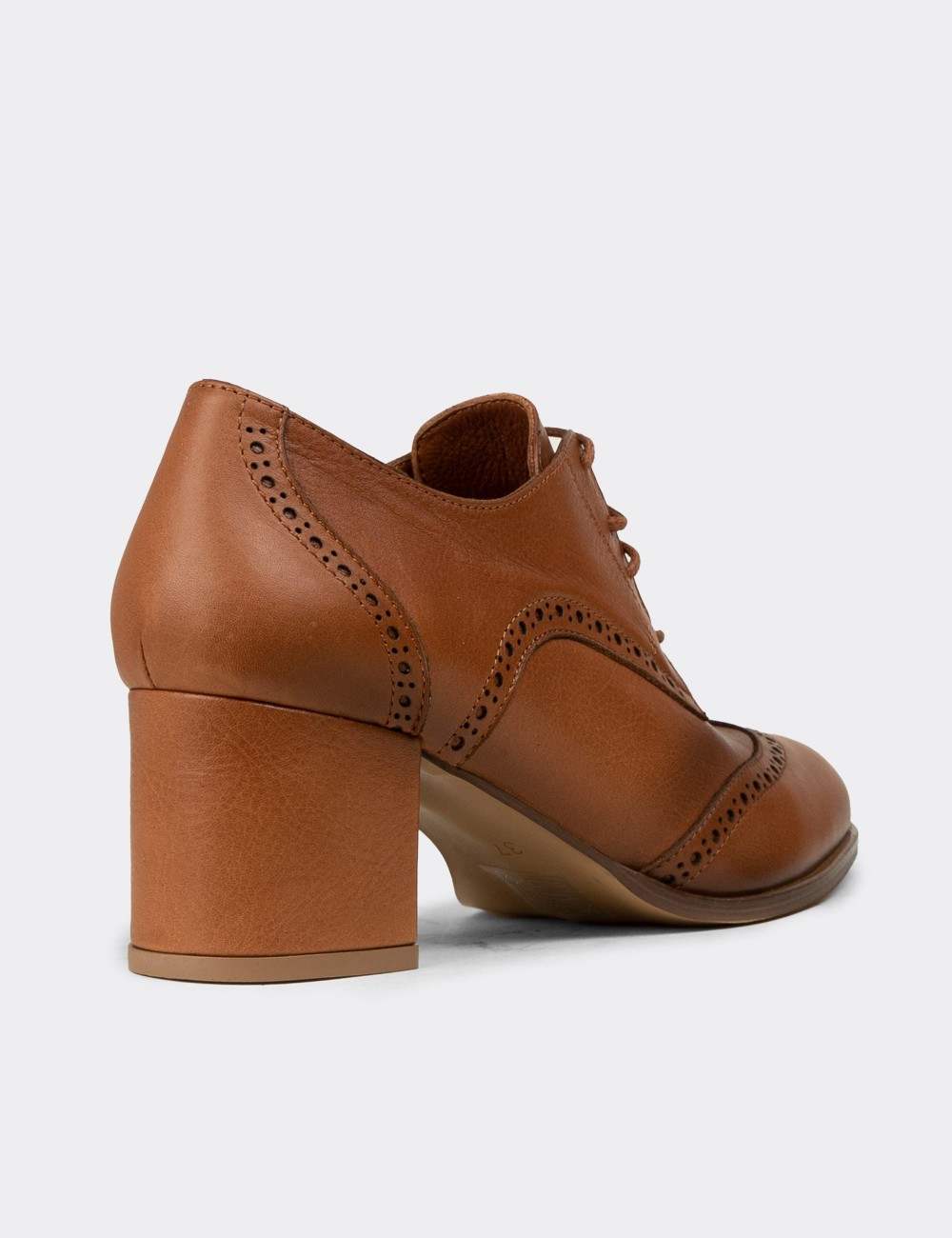 Women's Tan Leather Lace-up Shoes - A3441ZTBAM01