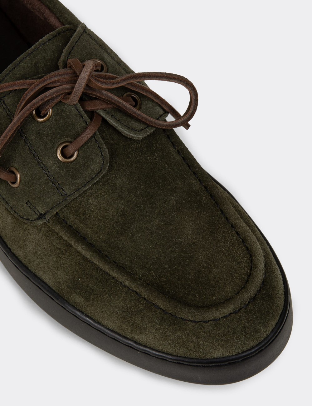 Men's Green Suede Leather Nautical Footwear - 01952MYSLC03