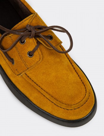 Men's Yellow Suede Leather Nautical Shoes