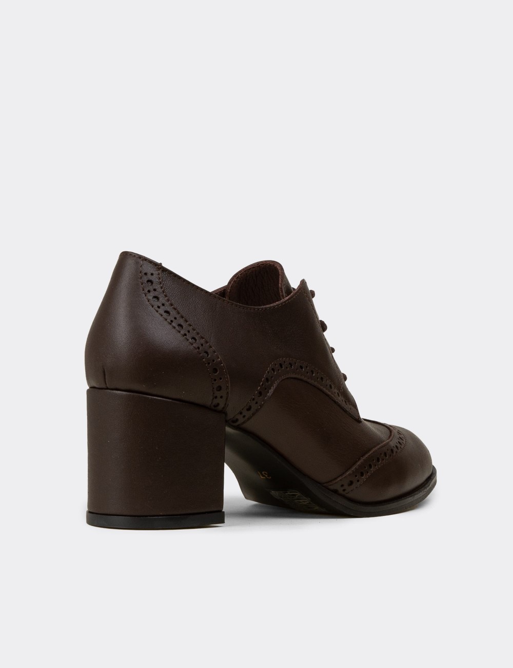 Women's Brown Leather Lace-up Shoes - A3441ZKHVM01