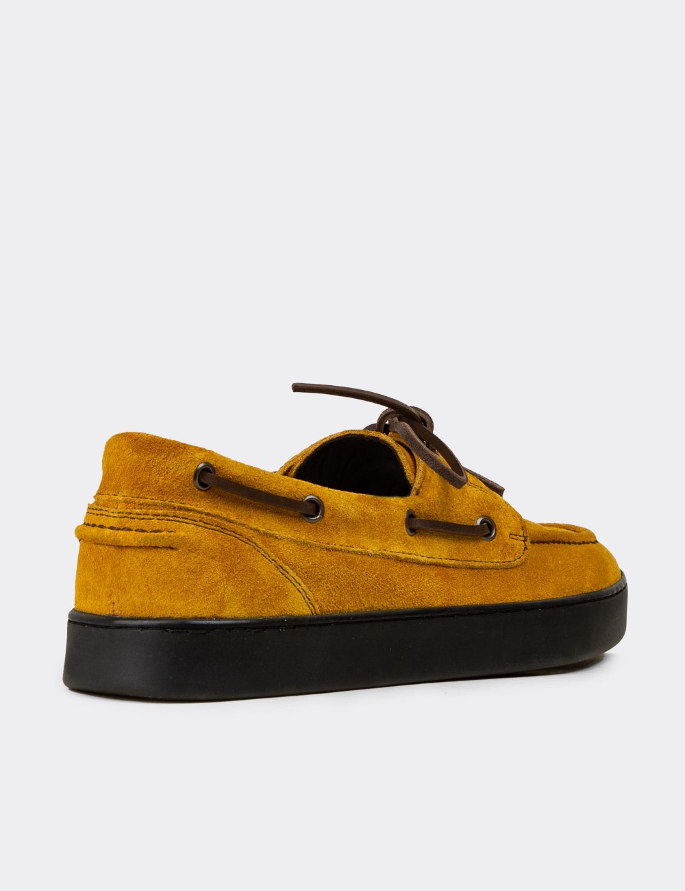 Men's Yellow Suede Leather Nautical Shoes - 01952MSRIC01