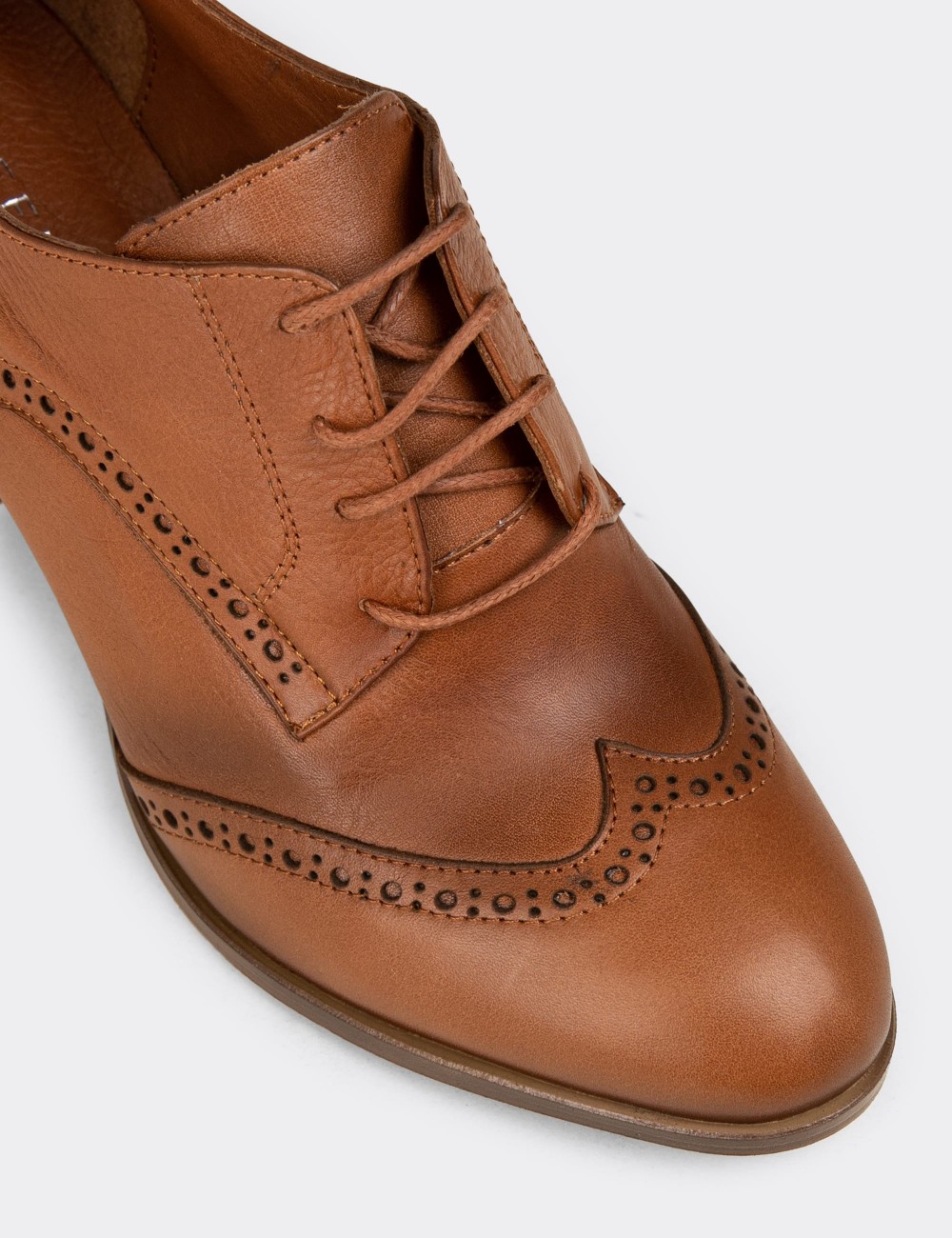 Women's Tan Leather Lace-up Shoes - A3441ZTBAM01