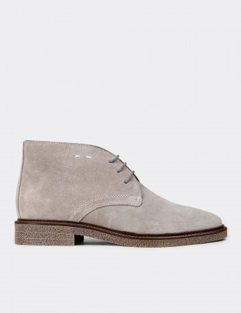 Women's Gray Suede Leather Desert Boots