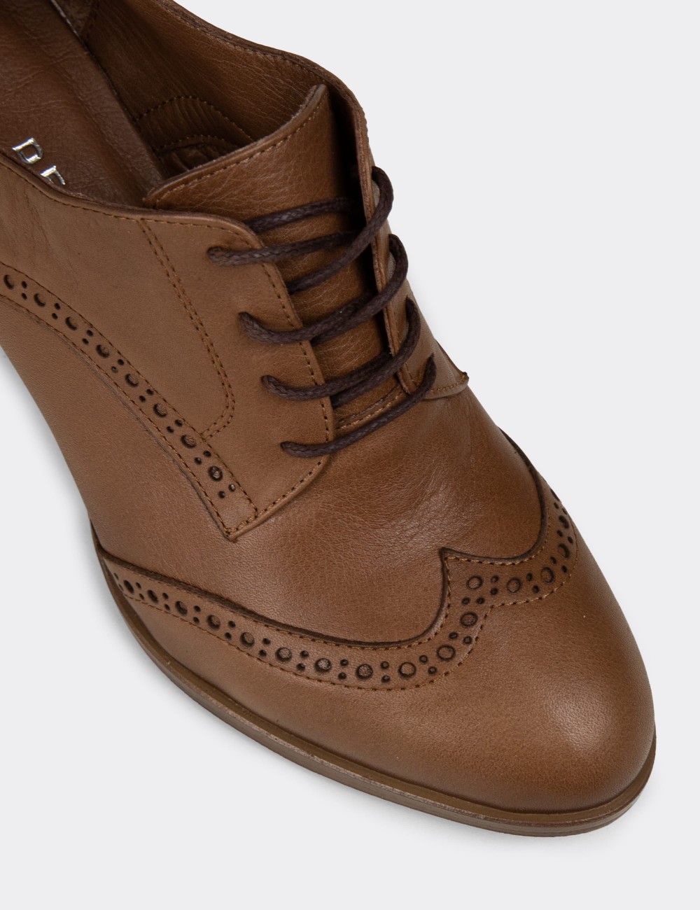 Women's Sandstone Leather Lace-up Shoes - A3441ZVZNM01