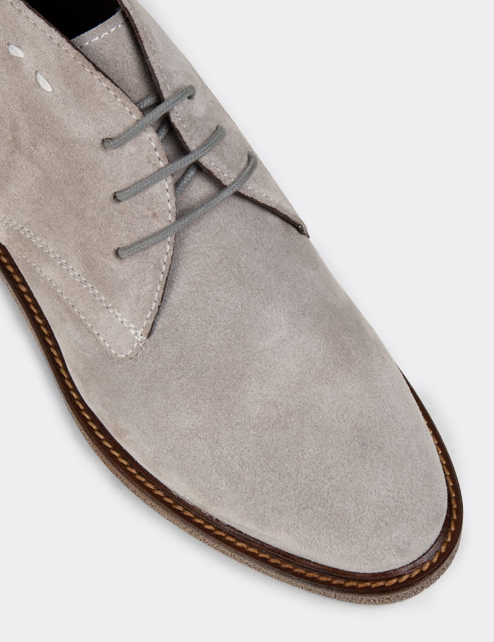 Women's Gray Suede Leather Desert Boots - 01967ZGRIC02