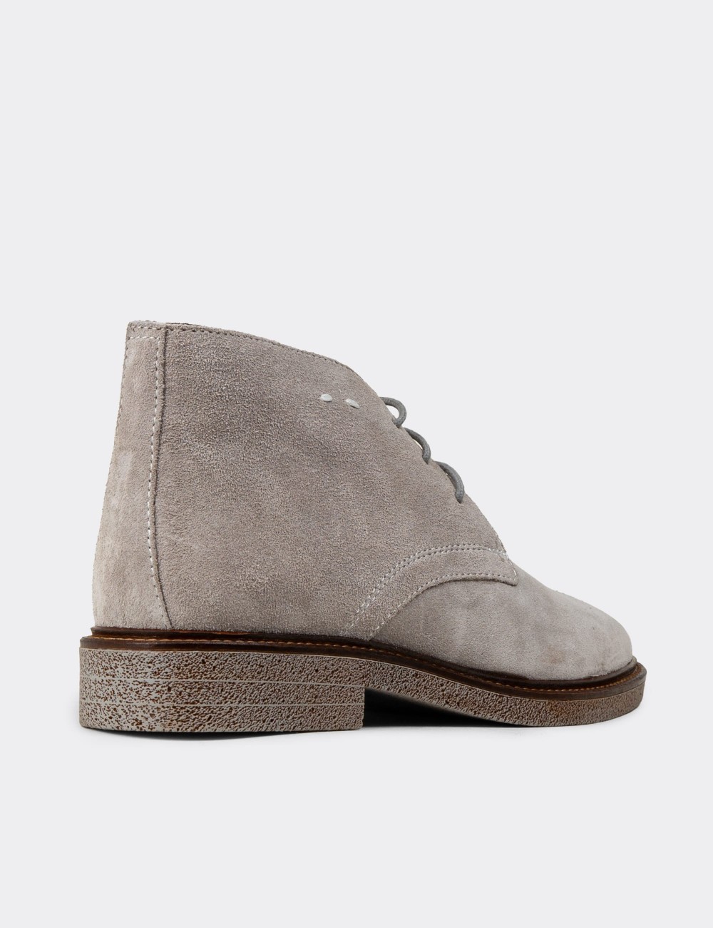 Women's Gray Suede Leather Desert Boots - 01967ZGRIC02