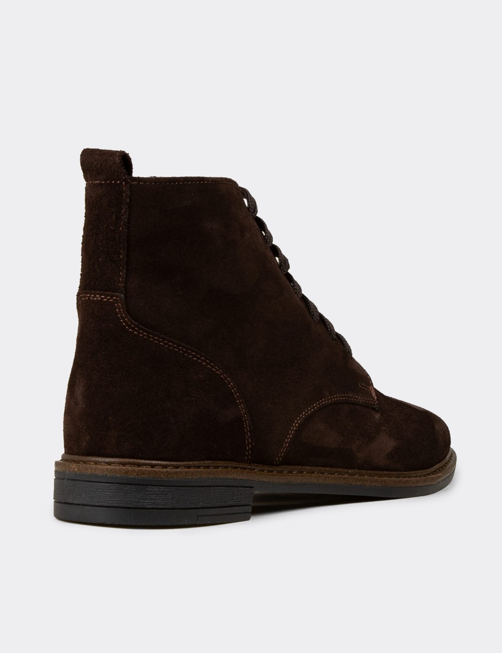 Women's Brown Suede Leather Boots - N0118ZKHVC01