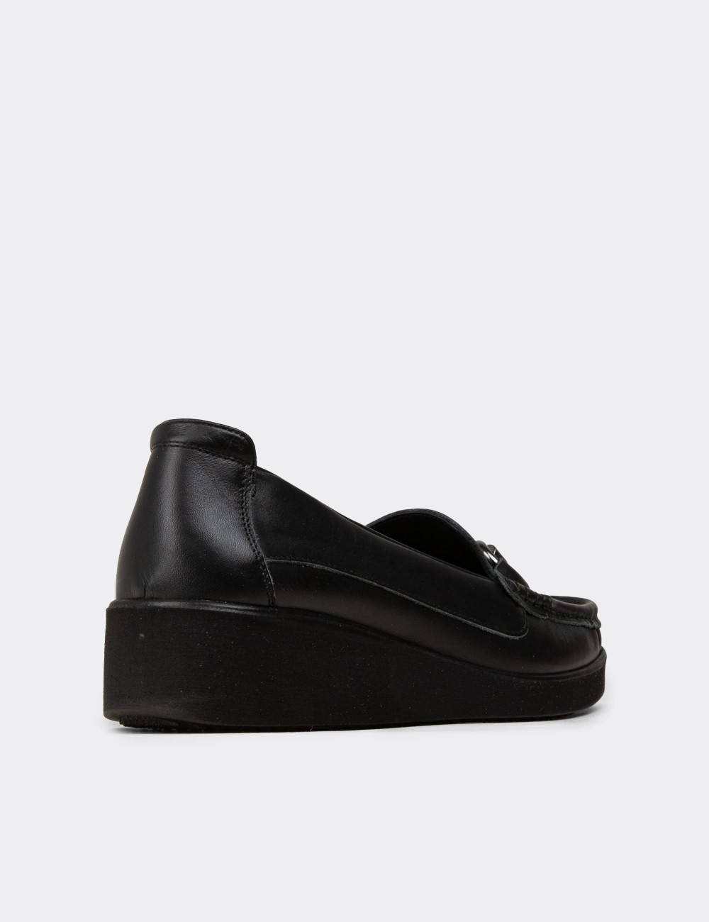 Women's Black Leather Slip-On Shoes - DL750ZSYHC03