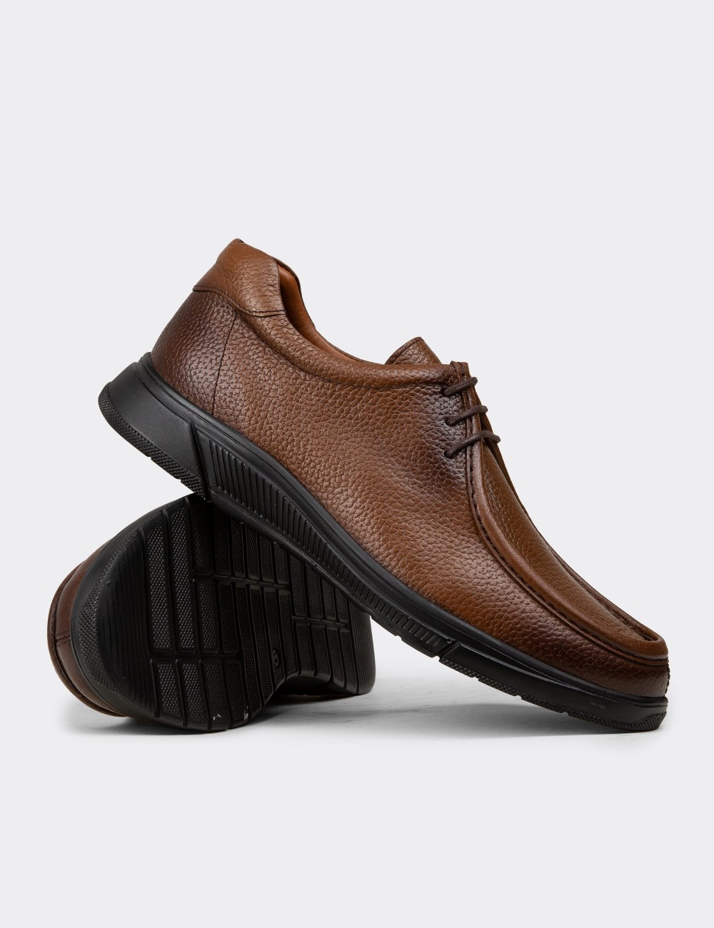 Men's Tan Leather Lace-Up Footwear - 02003MTBAE01