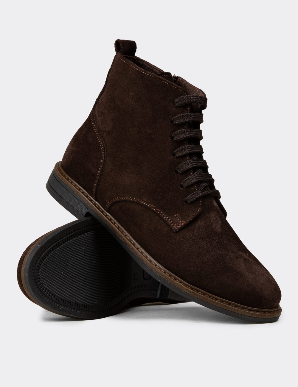 Women's Brown Suede Leather Boots - N0118ZKHVC01