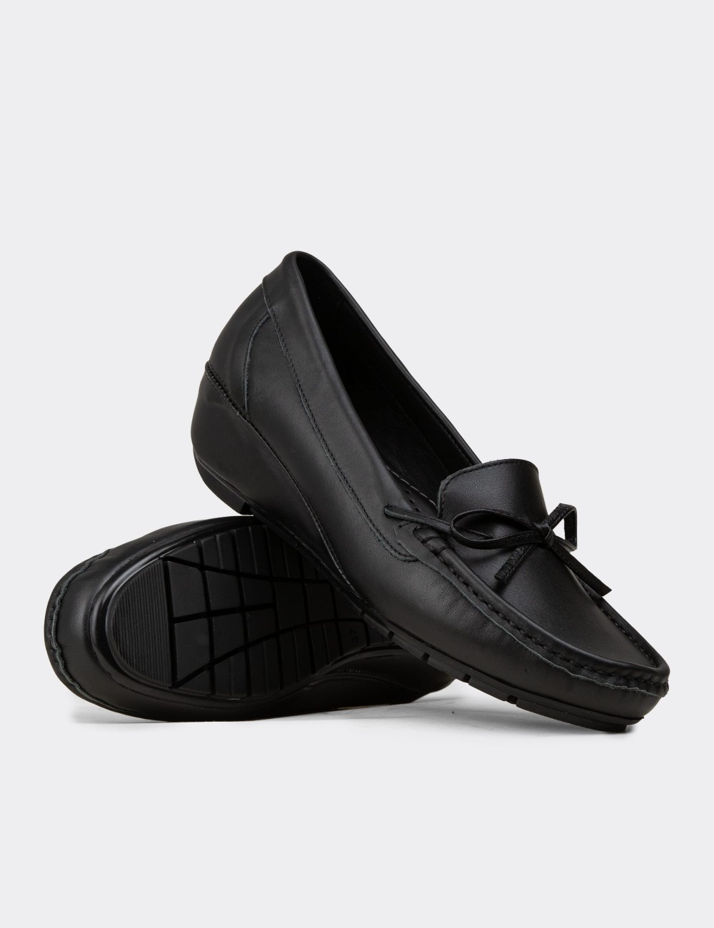 Women's Black Leather Shoes - DL201ZSYHC03