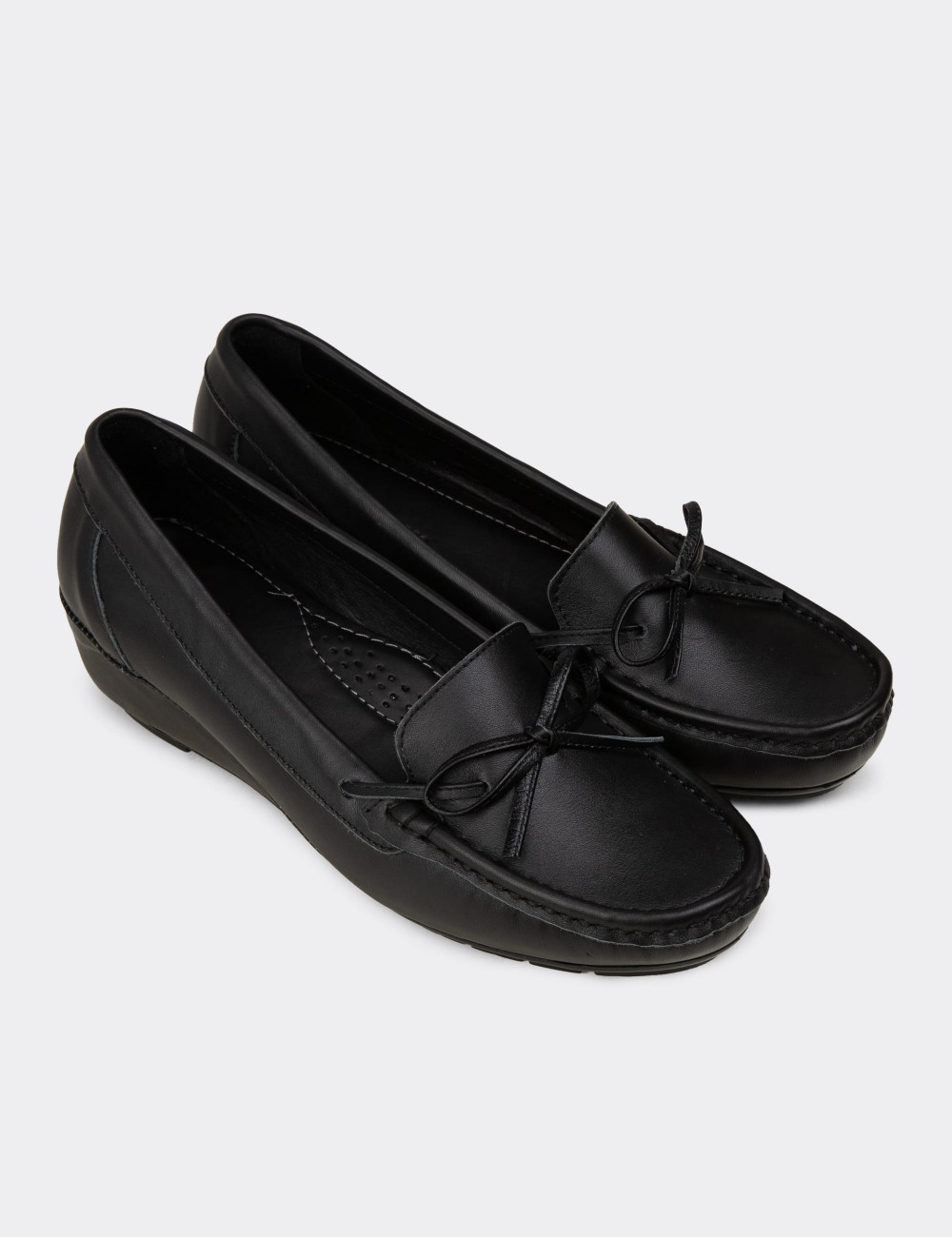 Women's Black Leather Shoes - DL201ZSYHC03