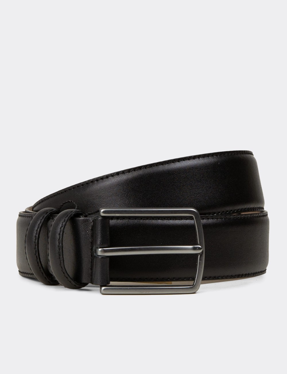 Leather Black Men's Belt - TB004MSYHW01