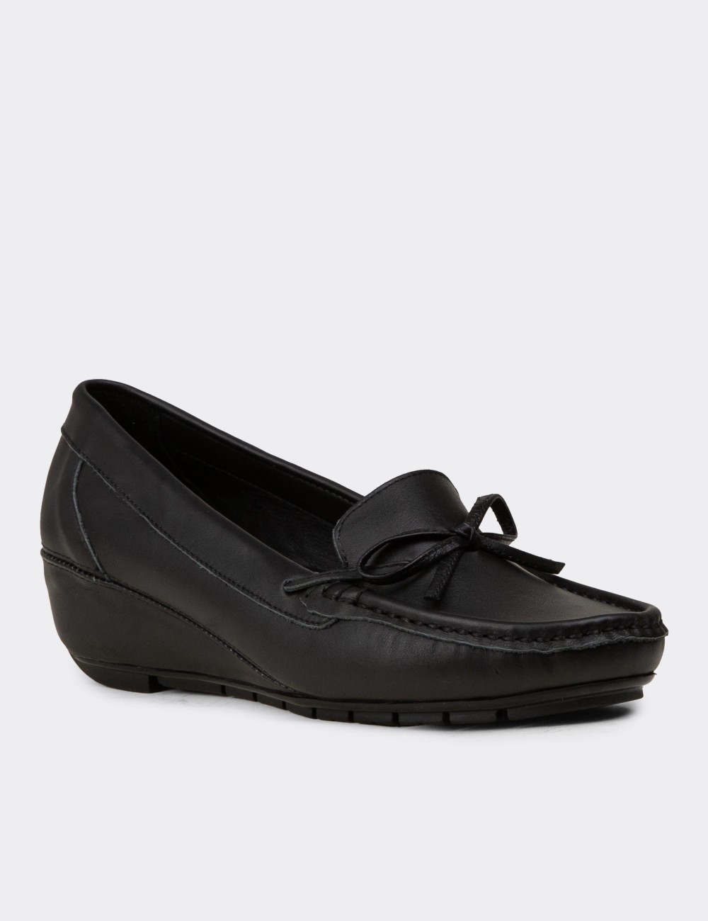 Women's Black Leather Shoes - DL201ZSYHC03