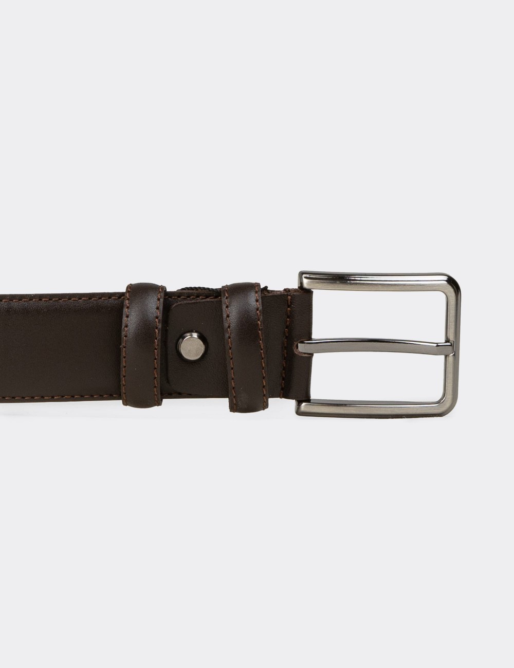 Leather Brown Men's Belt - TB004MKHVW01