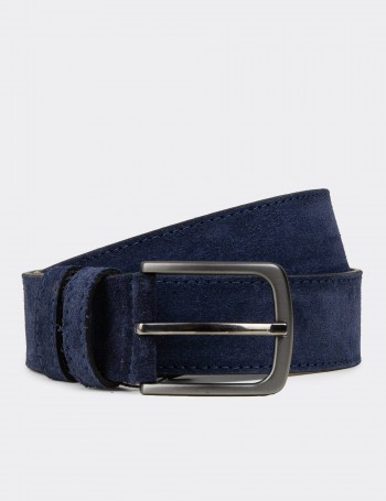 Suede Leather Navy Men's Belt