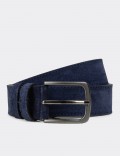 Suede Leather Navy Men's Belt