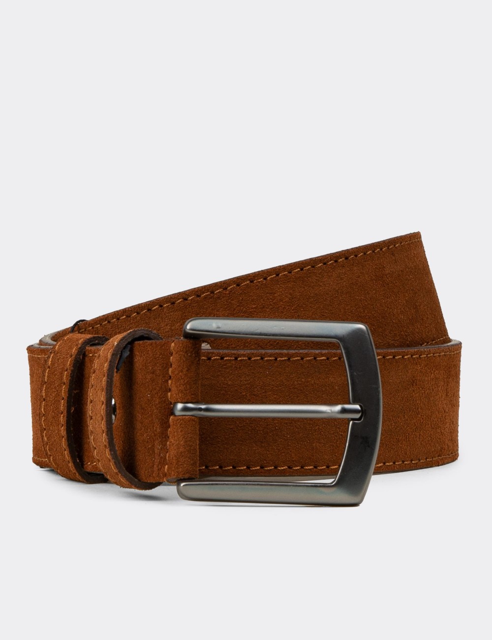 Suede Leather Tan Men's Belt - TB005MTBAW01