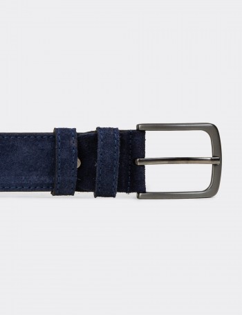 Suede Leather Navy Men's Belt