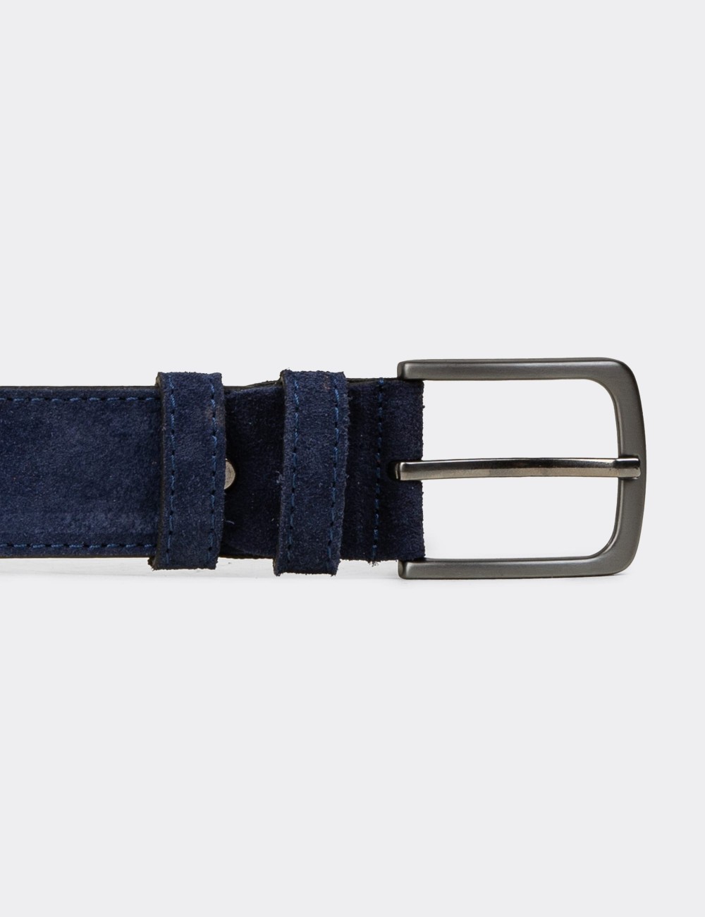 Suede Leather Navy Men's Belt - TB005MLCVW01
