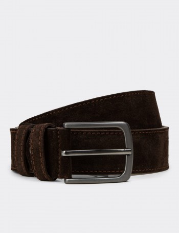 Suede Leather Brown Men's Belt