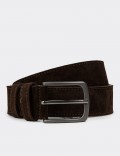 Suede Leather Brown Men's Belt