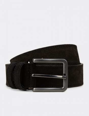 Suede Leather Black Men's Belt