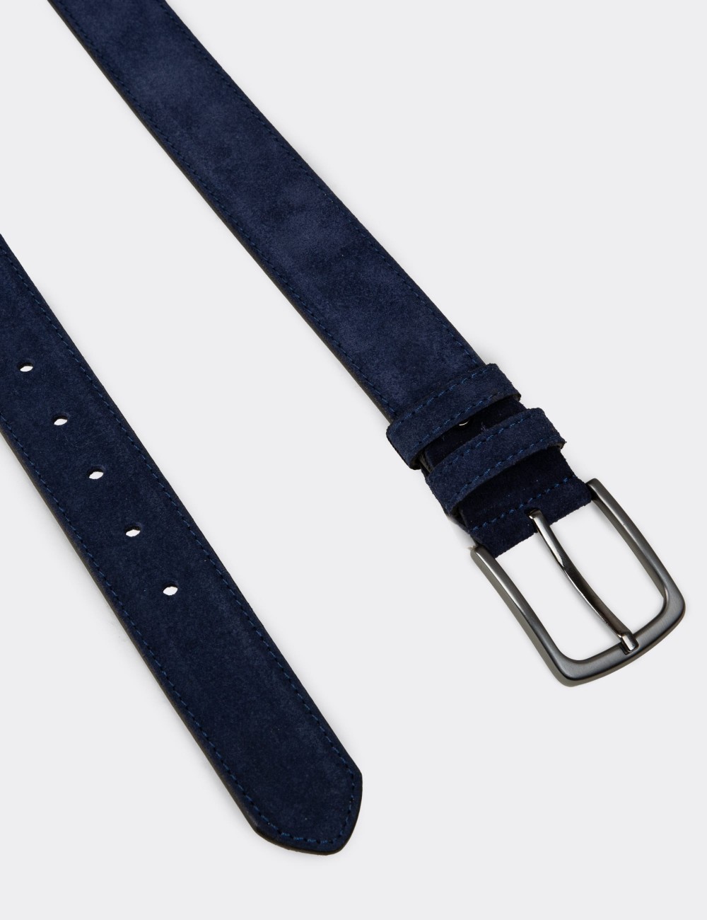 Suede Leather Navy Men's Belt - TB005MLCVW01