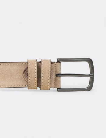 Suede Leather Beige Men's Belt
