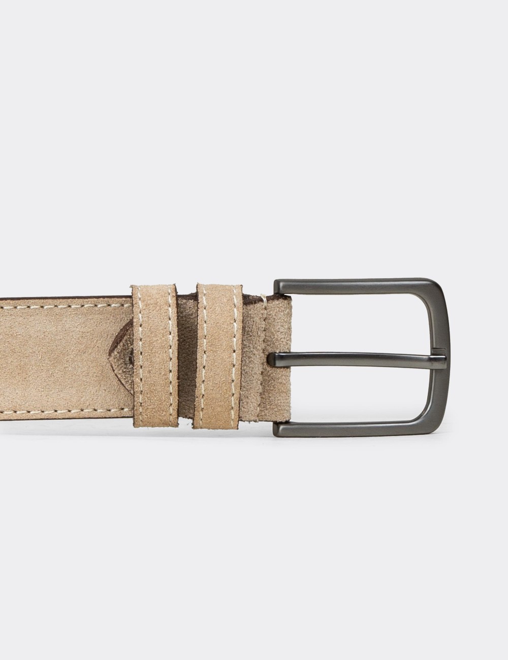 Suede Leather Beige Men's Belt - TB005MBEJW01