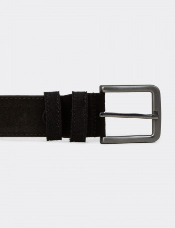 Suede Leather Black Men's Belt
