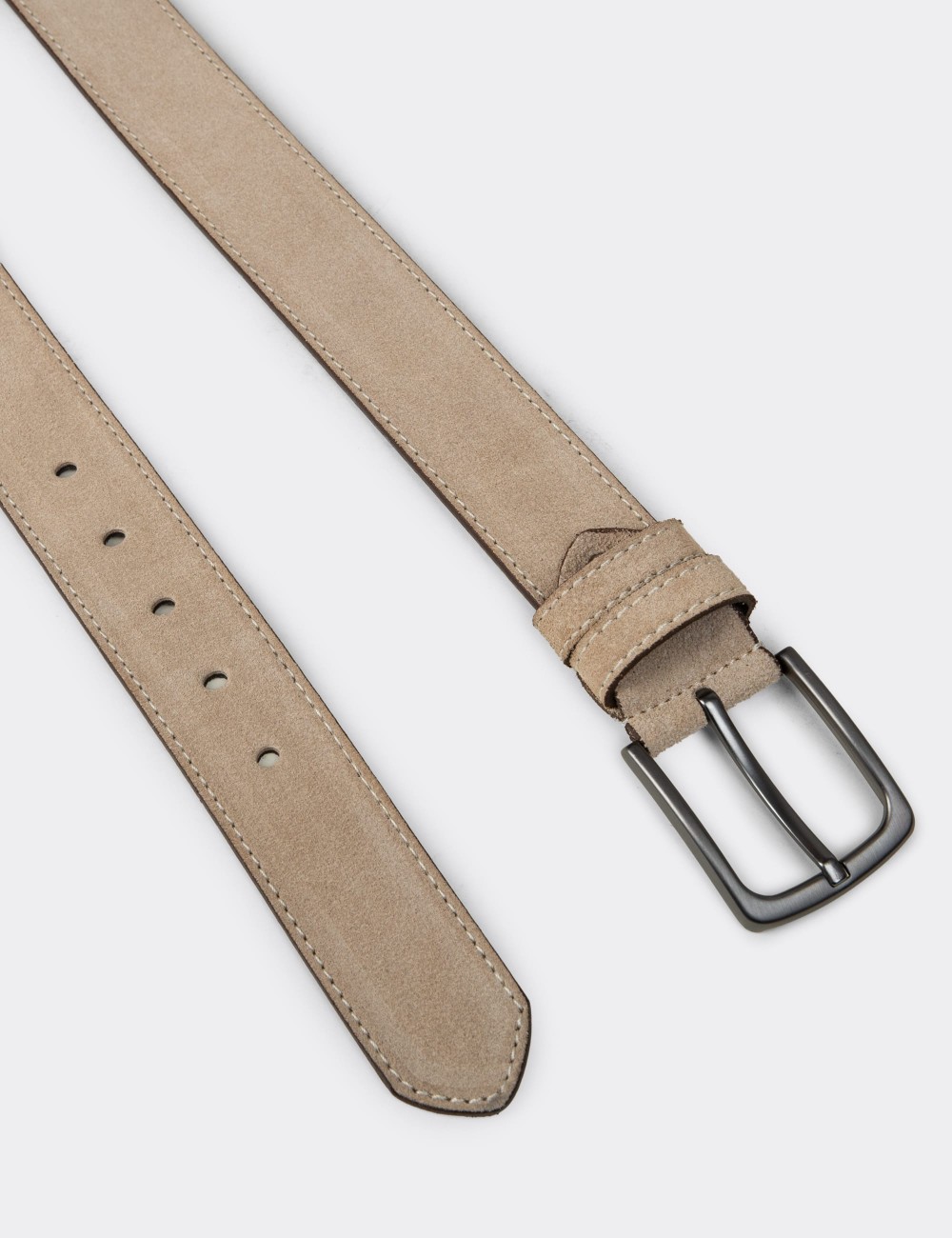 Suede Leather Beige Men's Belt - TB005MBEJW01