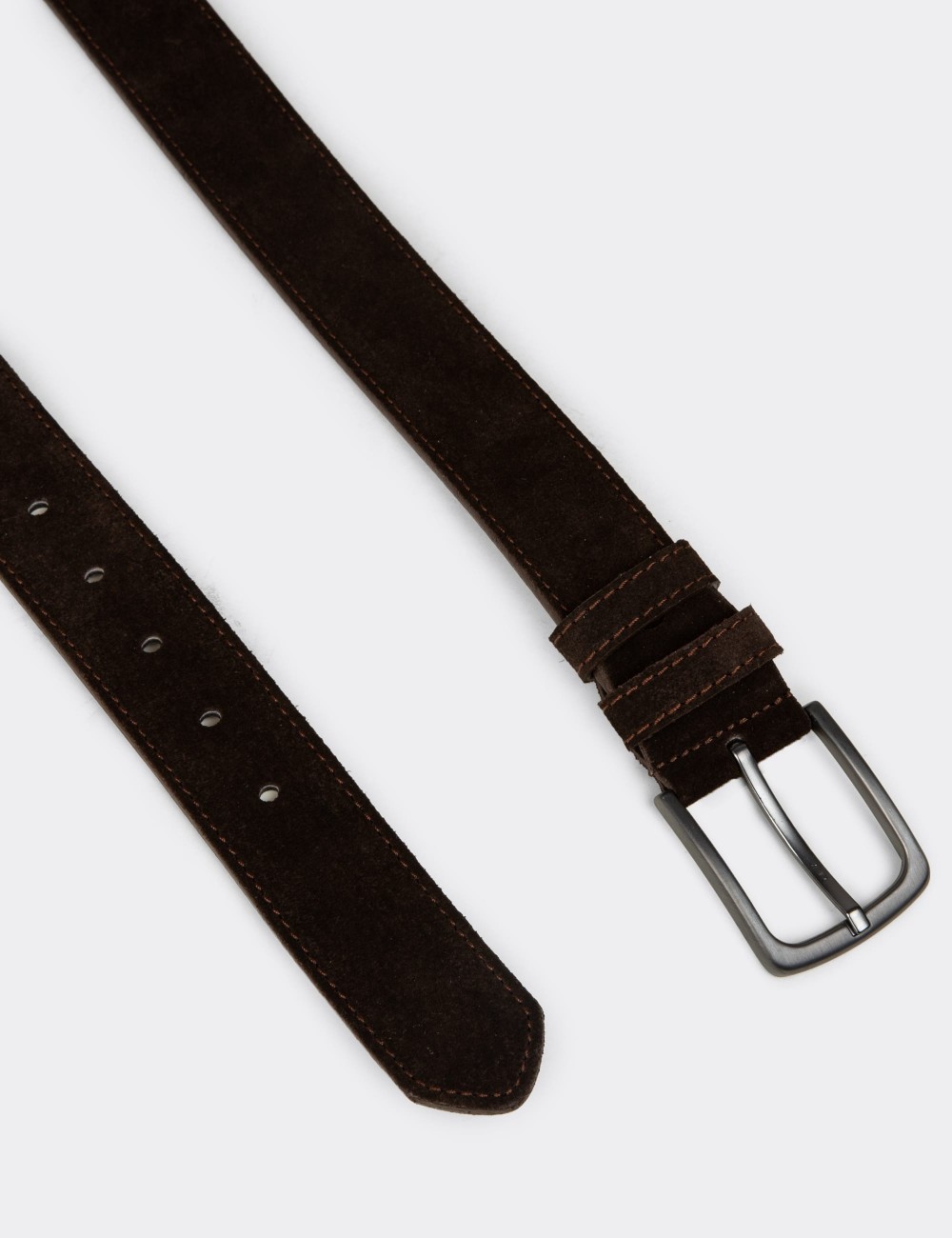 Suede Leather Brown Men's Belt - TB005MKHVW01