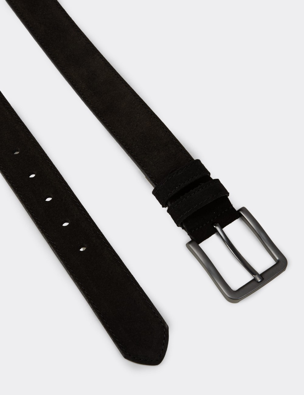 Suede Leather Black Men's Belt - TB005MSYHW01