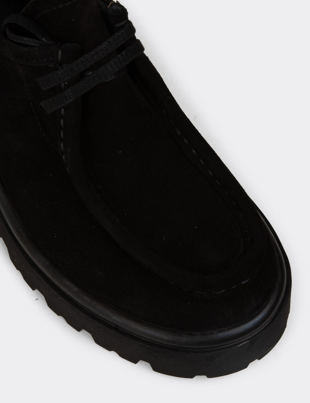 Women's Black Suede Lace-up Shoes - 42411ZSYHC01