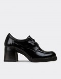 Women's Black Patent Leather Lace-up Shoes
