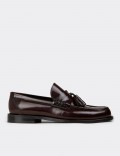 Men's Burgundy Leather Moccasins with Tassel