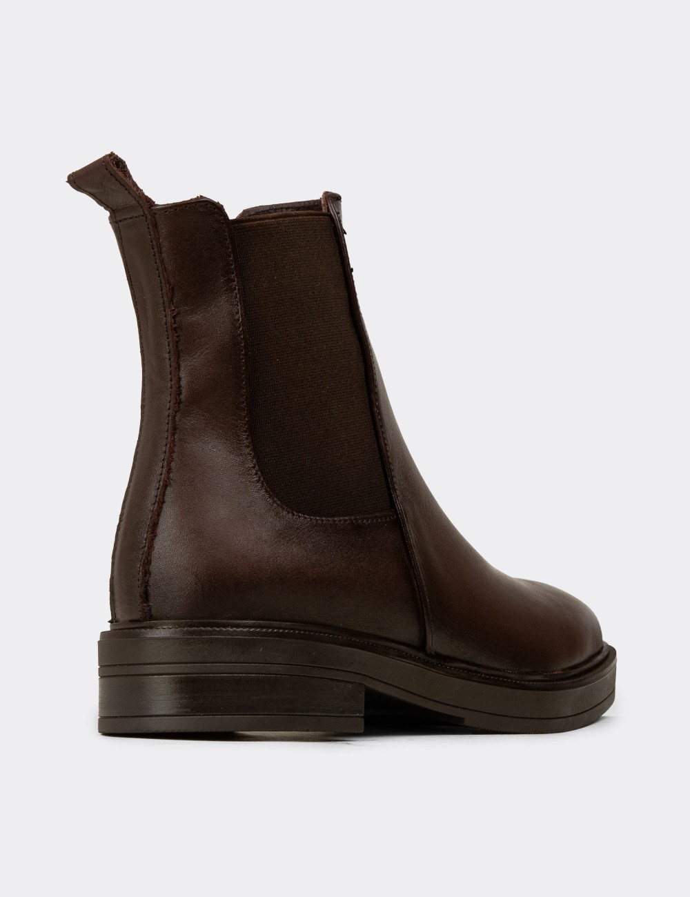 Women's Brown Leather Chelsea Boots - M2173ZKHVC01