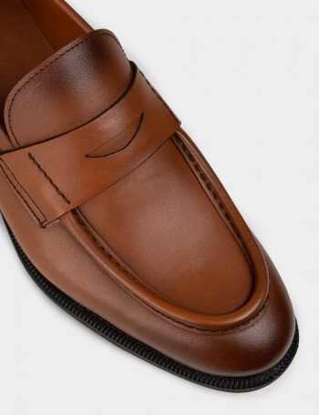 Men's Tan Leather Dress Loafers
