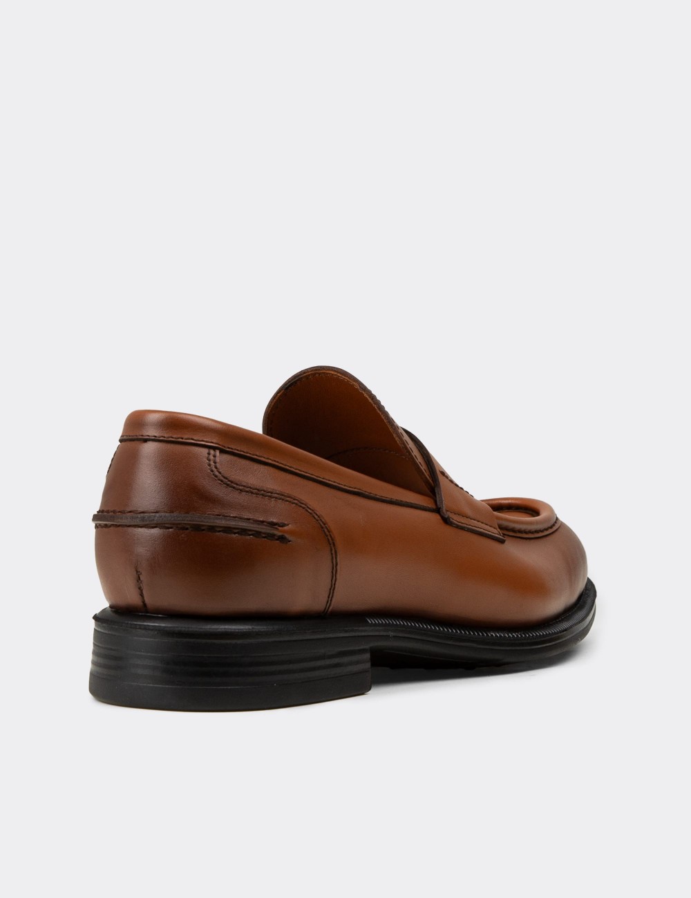 Men's Tan Leather Dress Loafers - 02025MTBAC01
