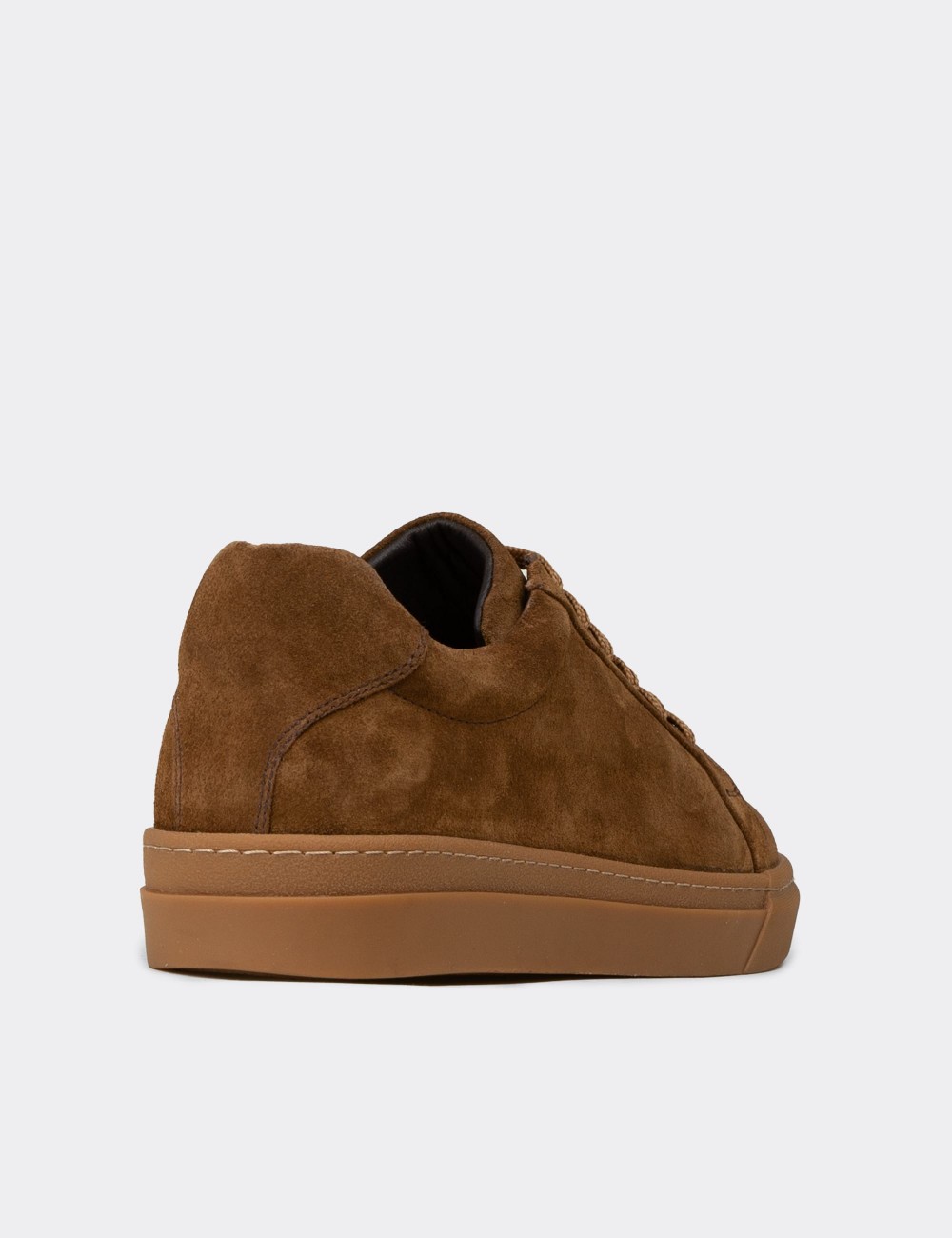 Men's Tan Suede Leather Sneakers - 02018MTBAC02