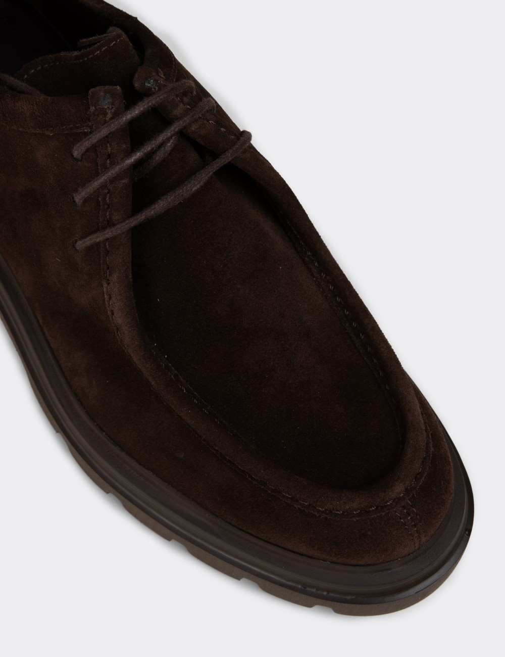 Men's Brown Suede Leather Lace-up Footwear - 01851MKHVE03