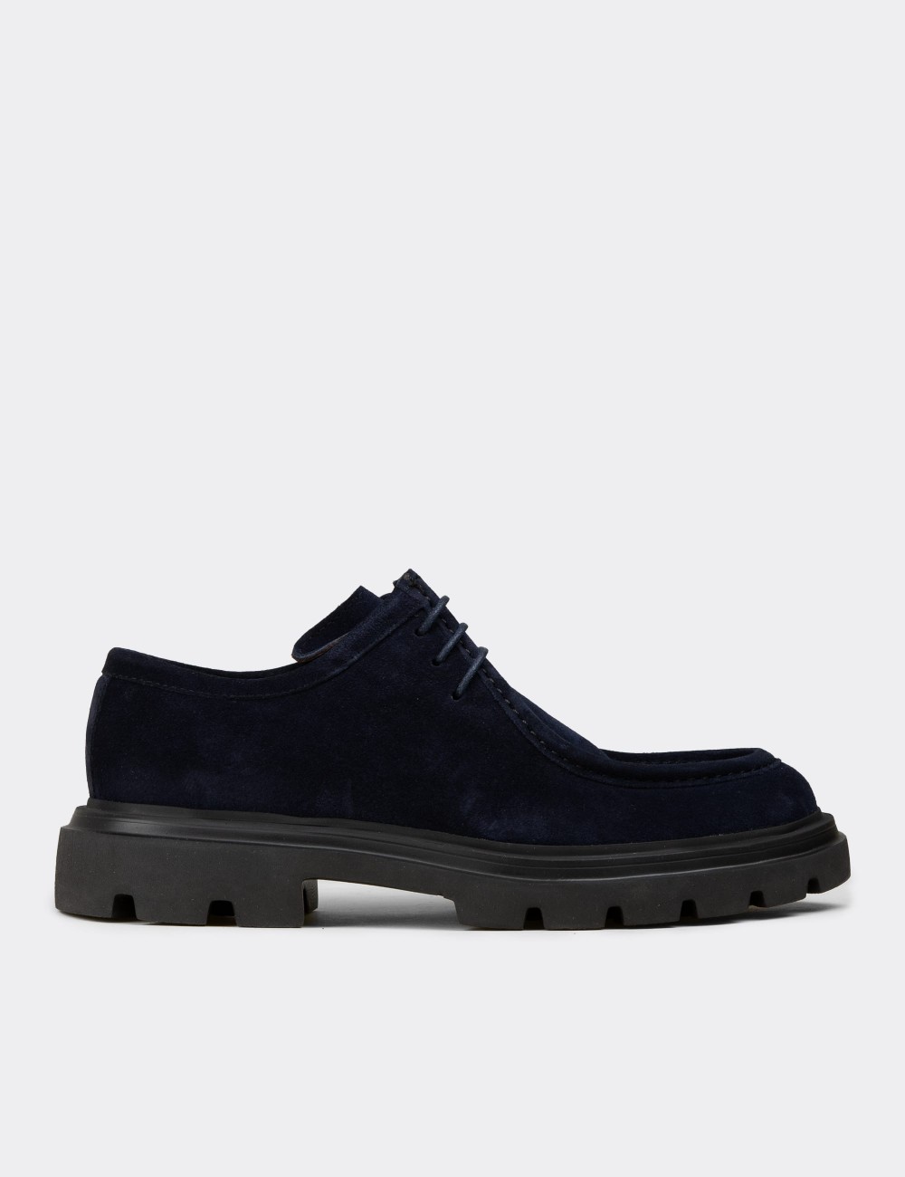 Men's Navy Suede Leather Lace-up Footwear - 01851MLCVE01