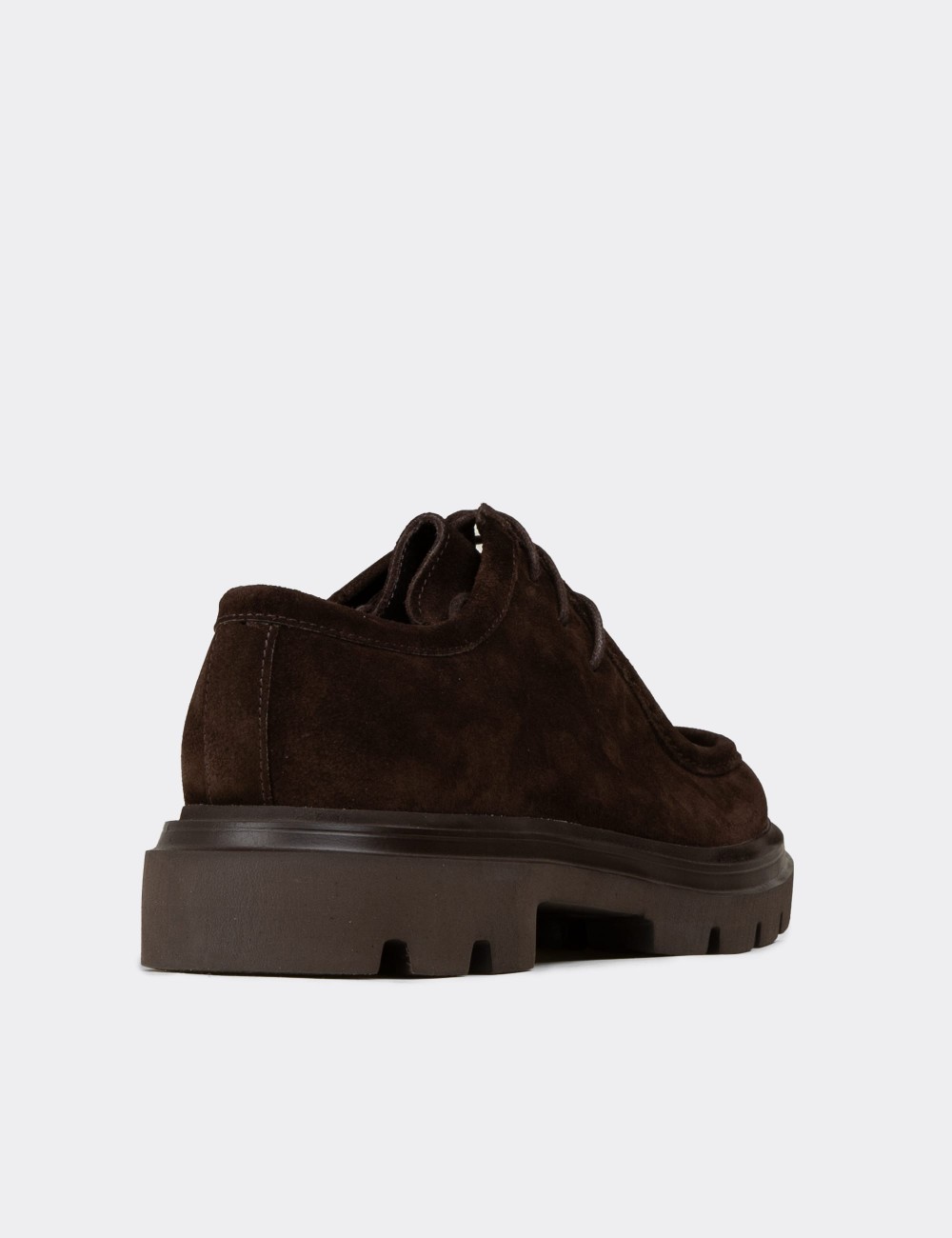 Men's Brown Suede Leather Lace-up Footwear - 01851MKHVE03