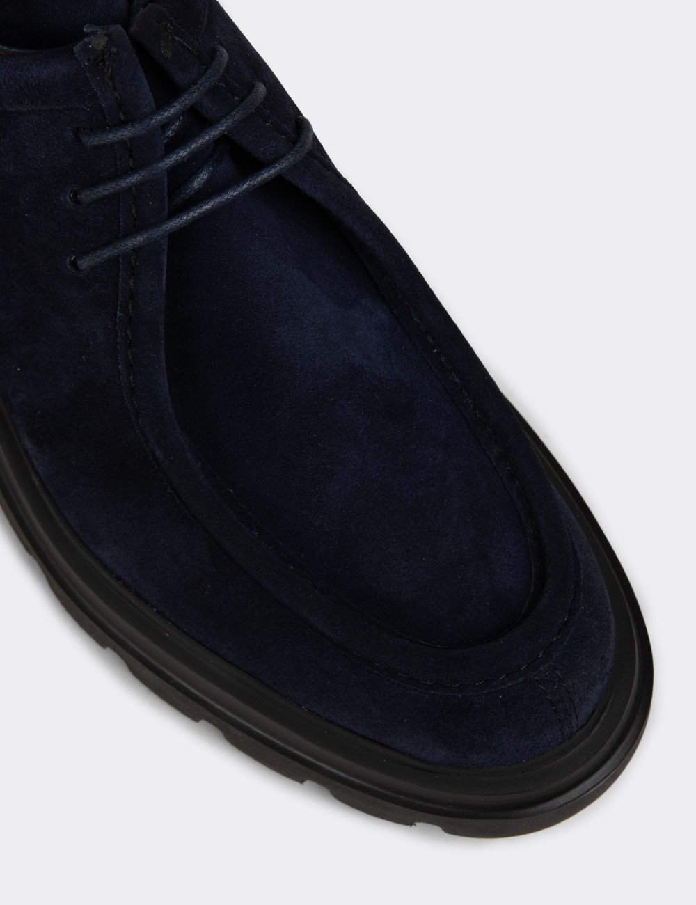 Men's Navy Suede Leather Lace-up Footwear - 01851MLCVE01