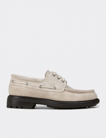 Men's Gray Leather Nautical Footwear