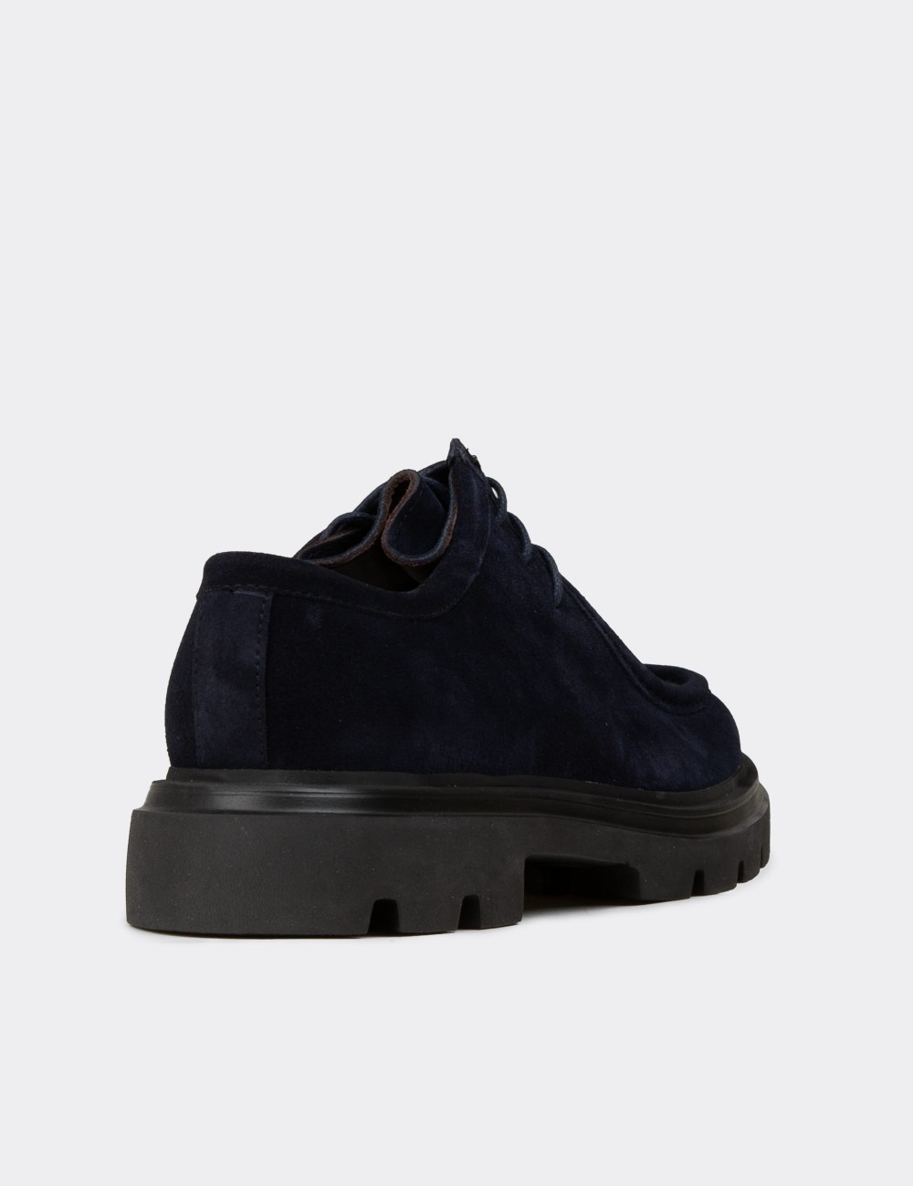 Men's Navy Suede Leather Lace-up Footwear - 01851MLCVE01