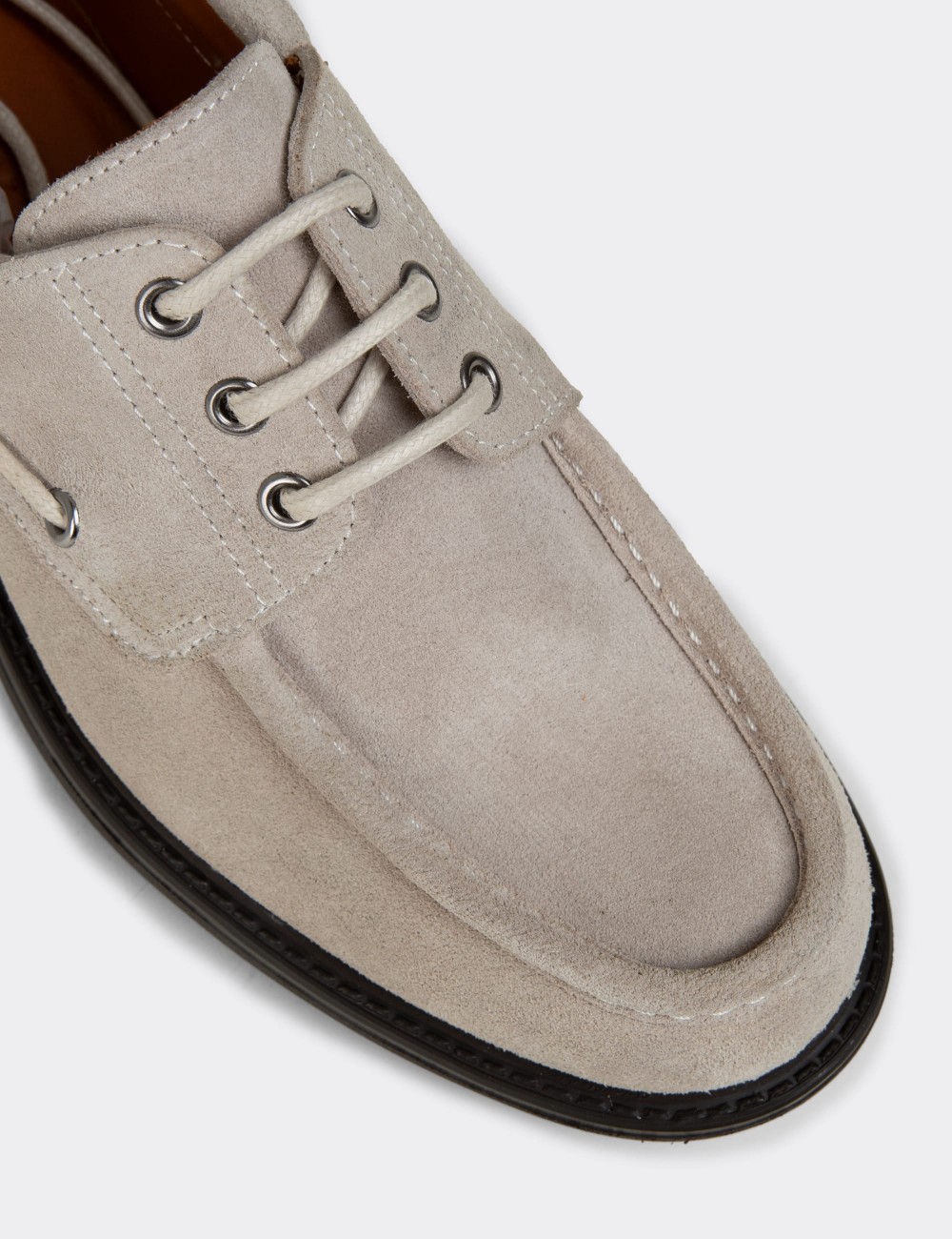 Men's Gray Leather Nautical Footwear - 02016MGRIC01