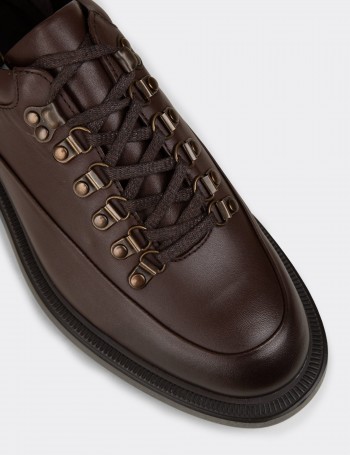 Men's Brown Leather Lace-Up Shoes